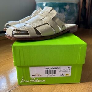 SAME EDELMAN DINA LINEN LEATHER MULES